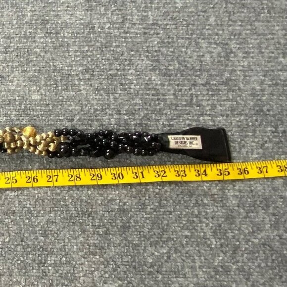 Vtg Carolyn Tanner Belt Beaded Black Gold Braided Adjustable Small Medium 90s‎ - Picture 14 of 14
